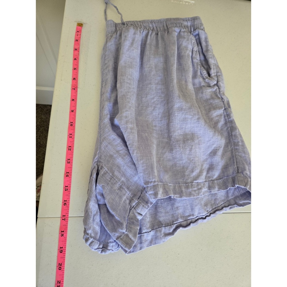 Tahari Womens 2X Shorts 100% Linen Elastic Drawstring Relaxed Blue Travel - Picture 6 of 7